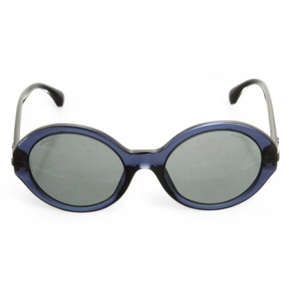 Authentic Chanel CC Logo Sunglasses, Oversized Blue Tortoiseshell - Picture 4 of 10